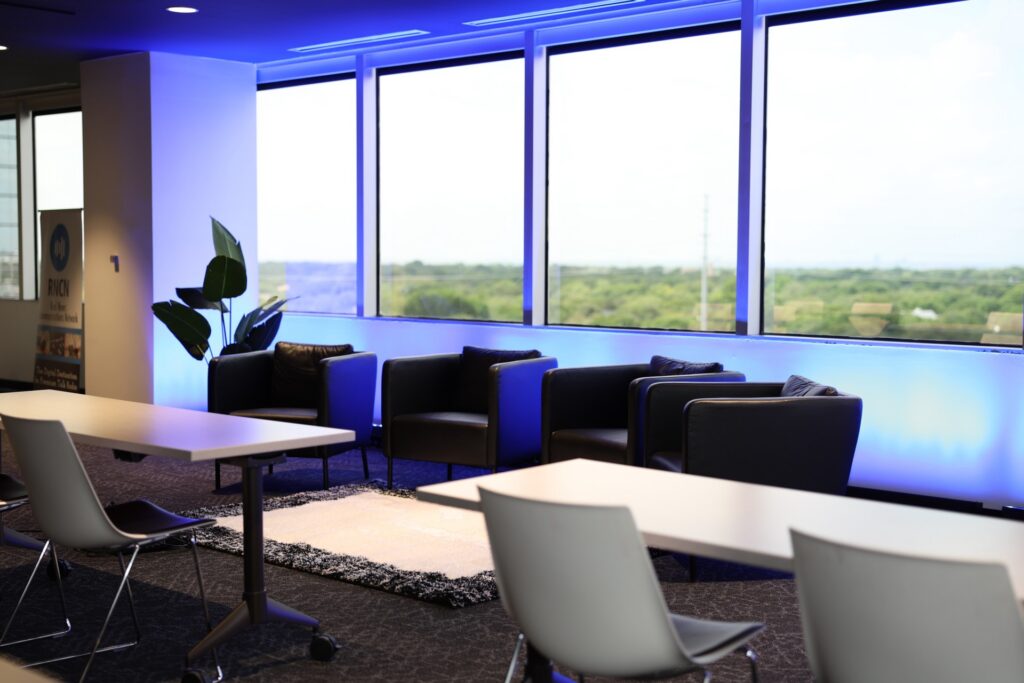 Dallas event space window lounge view