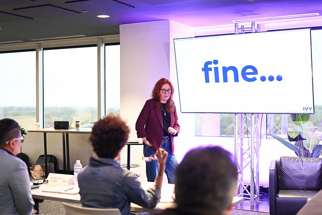 Presentation screen during an event in the Dallas event space